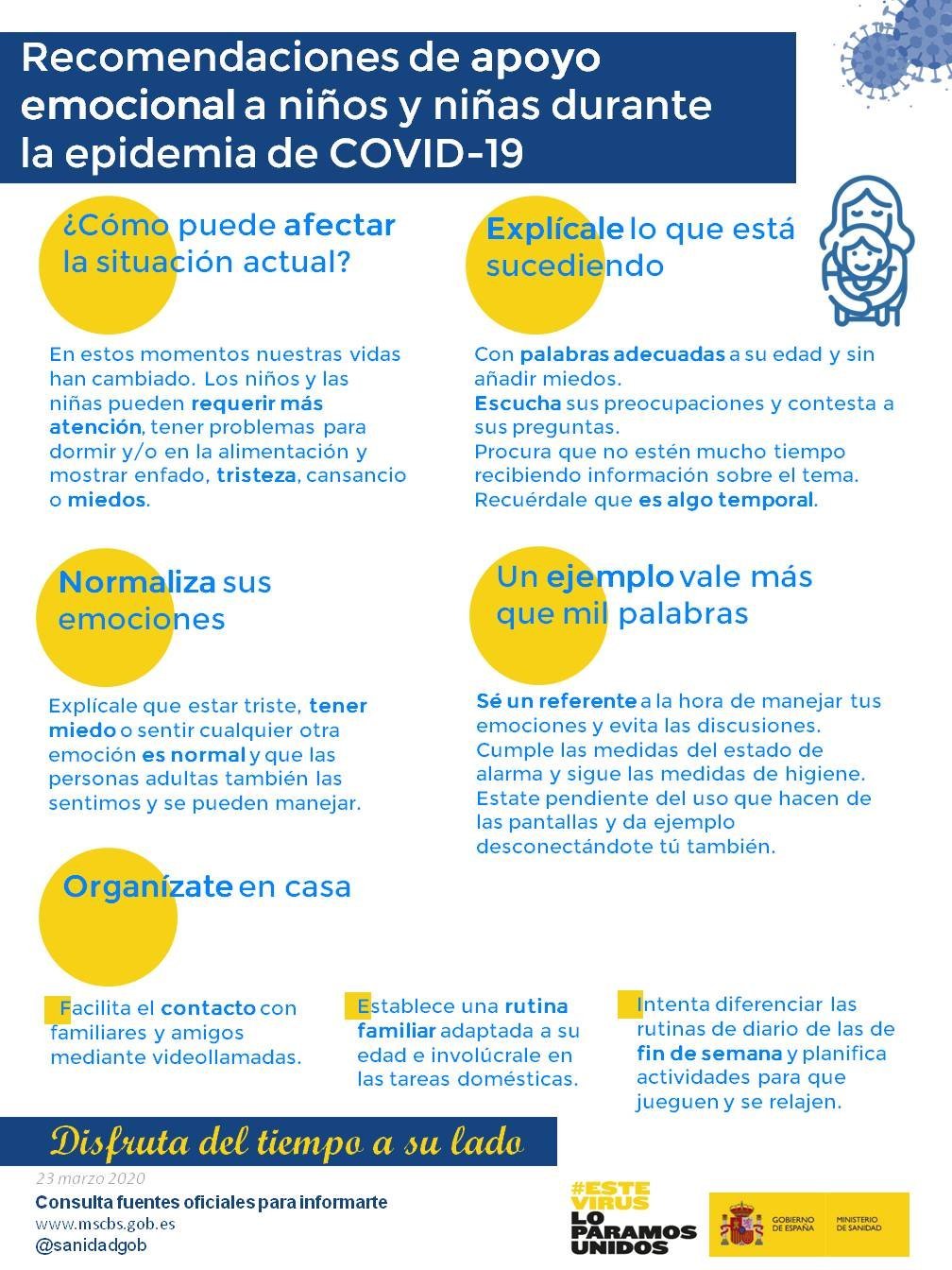 Imagen de Covid19 recomendaciones apoyo emocional niñ@s (ministerio sanidad)